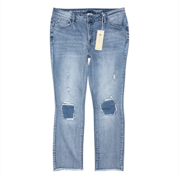 Laurie Felt Denim - NWT Laurie Felt Forever Denim Easy Skinny Destructed Jeans Women’s 16 Raw Hem